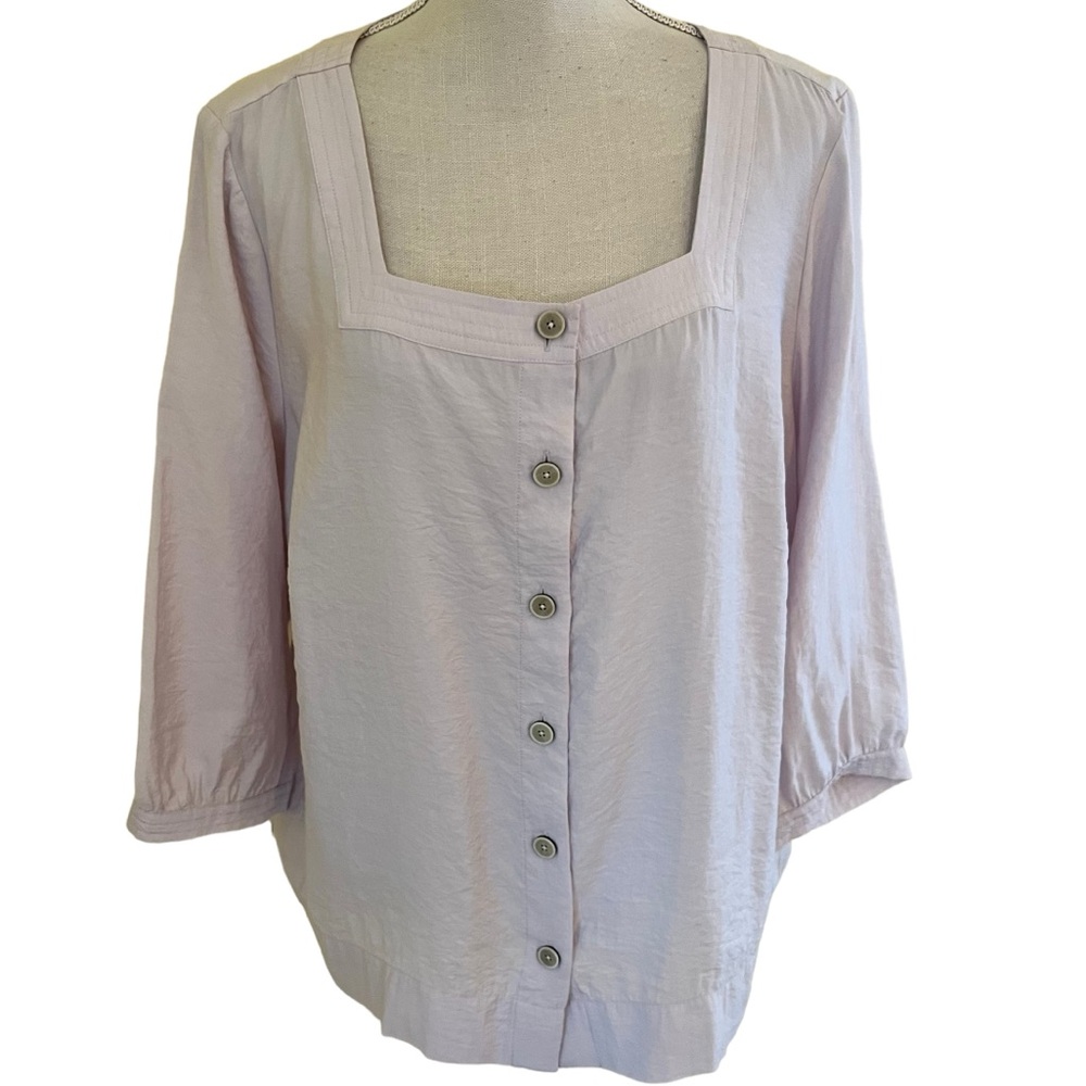 J. Jill Pale Violet Square Neck 3/4 Sleeve Blouse XLP